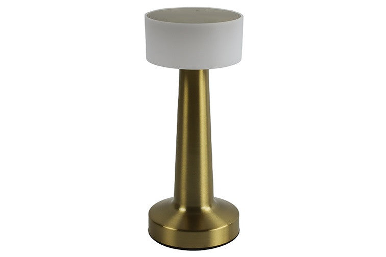 Candeeiro de Mesa LED com Sensor Touch e Bateria Recarregável Design Cogumo c/ Topo Branco Liso Dourado