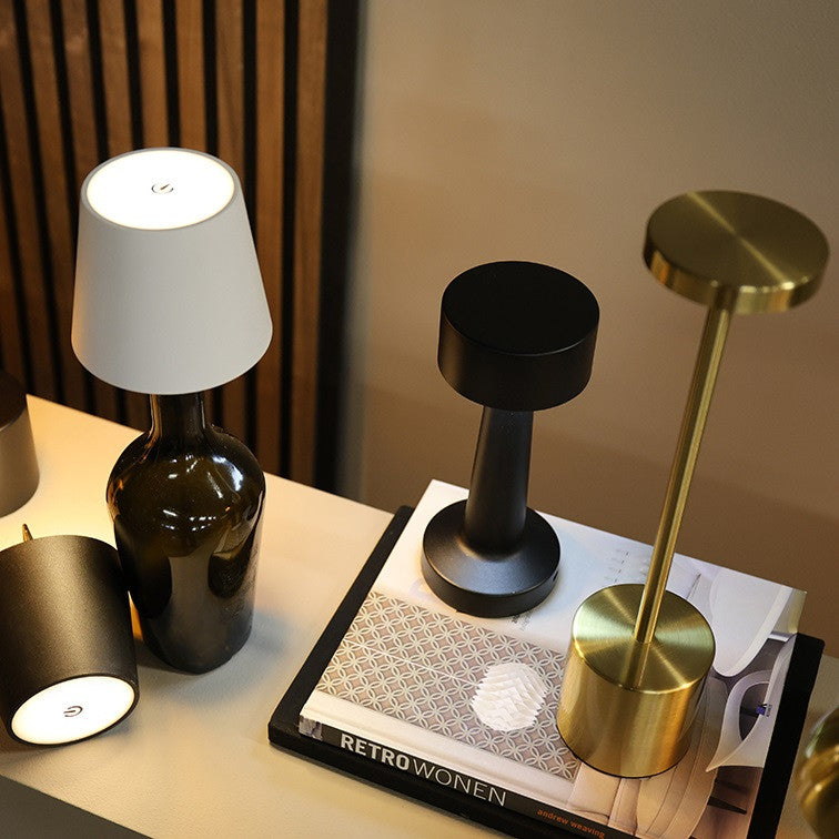 Candeeiro de Mesa LED com Sensor Touch e Bateria Recarregável Design Cogumelo c/ Topo Liso Dourado